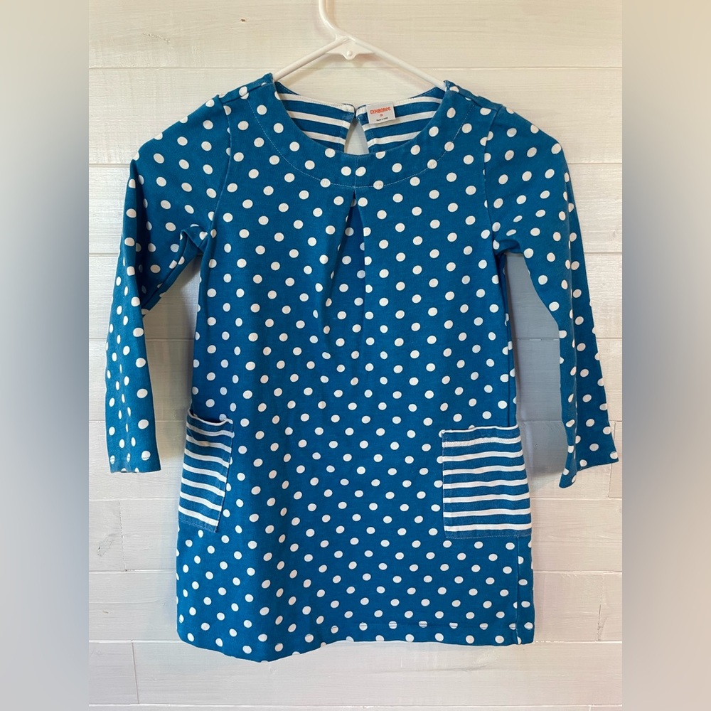 Gymboree Blue and White Striped Polka Dot Dress